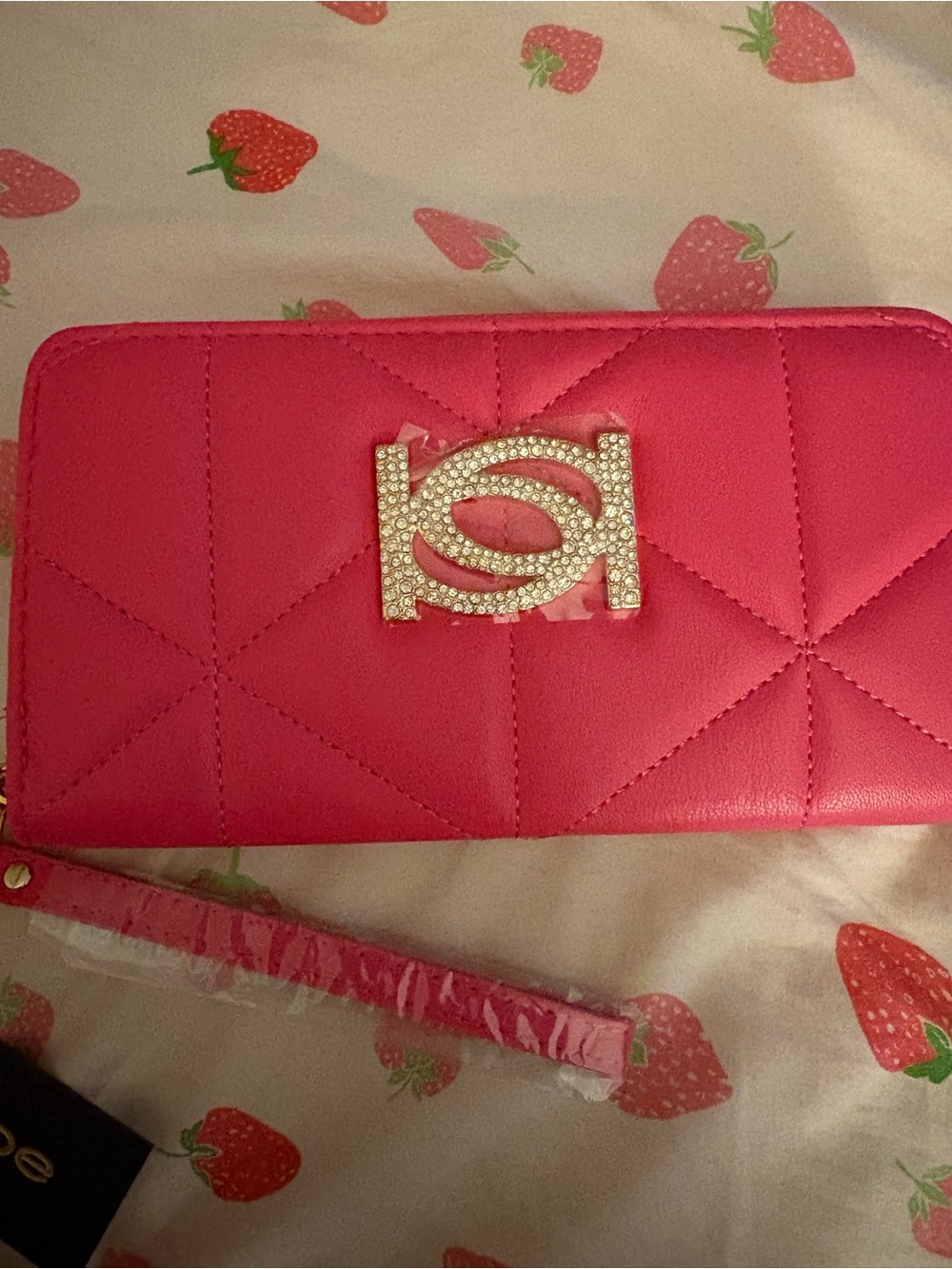 Bebe Wristlet Wallet with Crystal Accent